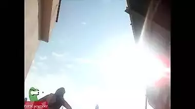 Bangladeshi porn of a milf and a guy fucking on the terrace