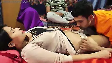 Guy licks Desi sister's pussy getting it ready for dad's dick in MMF