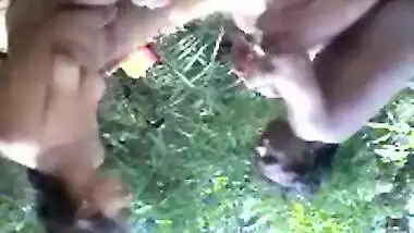 Wild horny indian couple on picnic sucking and...