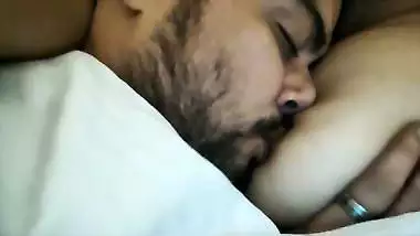 Licking and tickling boobs of beautiful GF