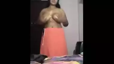Plump babe with big Desi XXX boobs touches her sex pussy on camera
