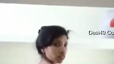 Busty amateur chick XXX caresses her big Desi tits for hot video