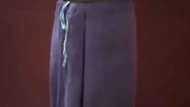 Skinny Desi teen takes off sari to show her small XXX tits and not only