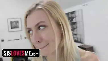 SisLovesMe - Lucky Stud Caught Horny Blonde Babe Rubbing Her Cunt & Gets To Fuck Her Instead