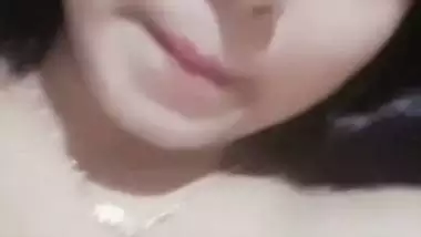 Cute smiling face girl naked on video call to lover